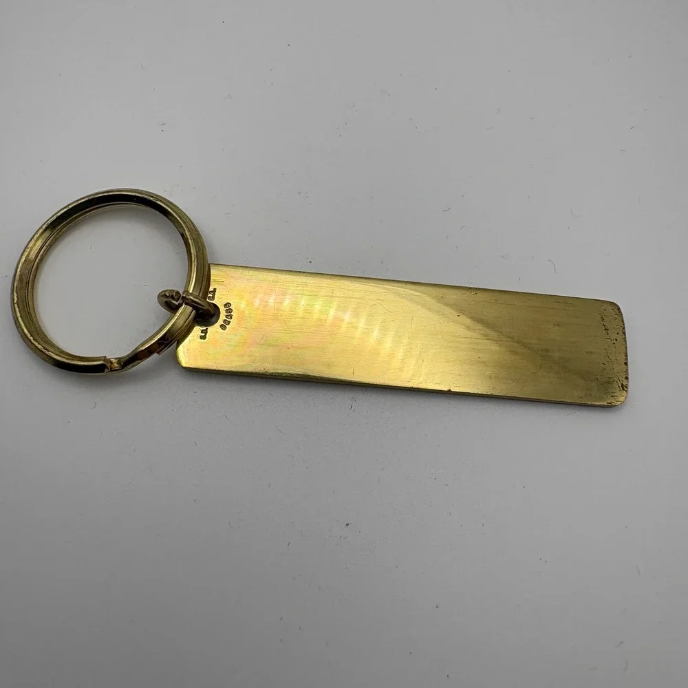 Vintage Irene's Keys Solid Brass Engraved Bar Keychain  S.D. G.A. Brass